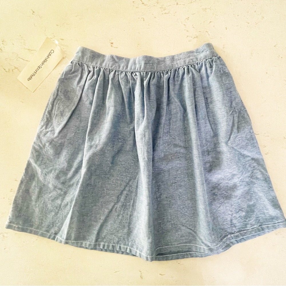 Calvin Klein Sport Petite Vintage Cotton Knit Blue Mini Skirt Size 12P NWT